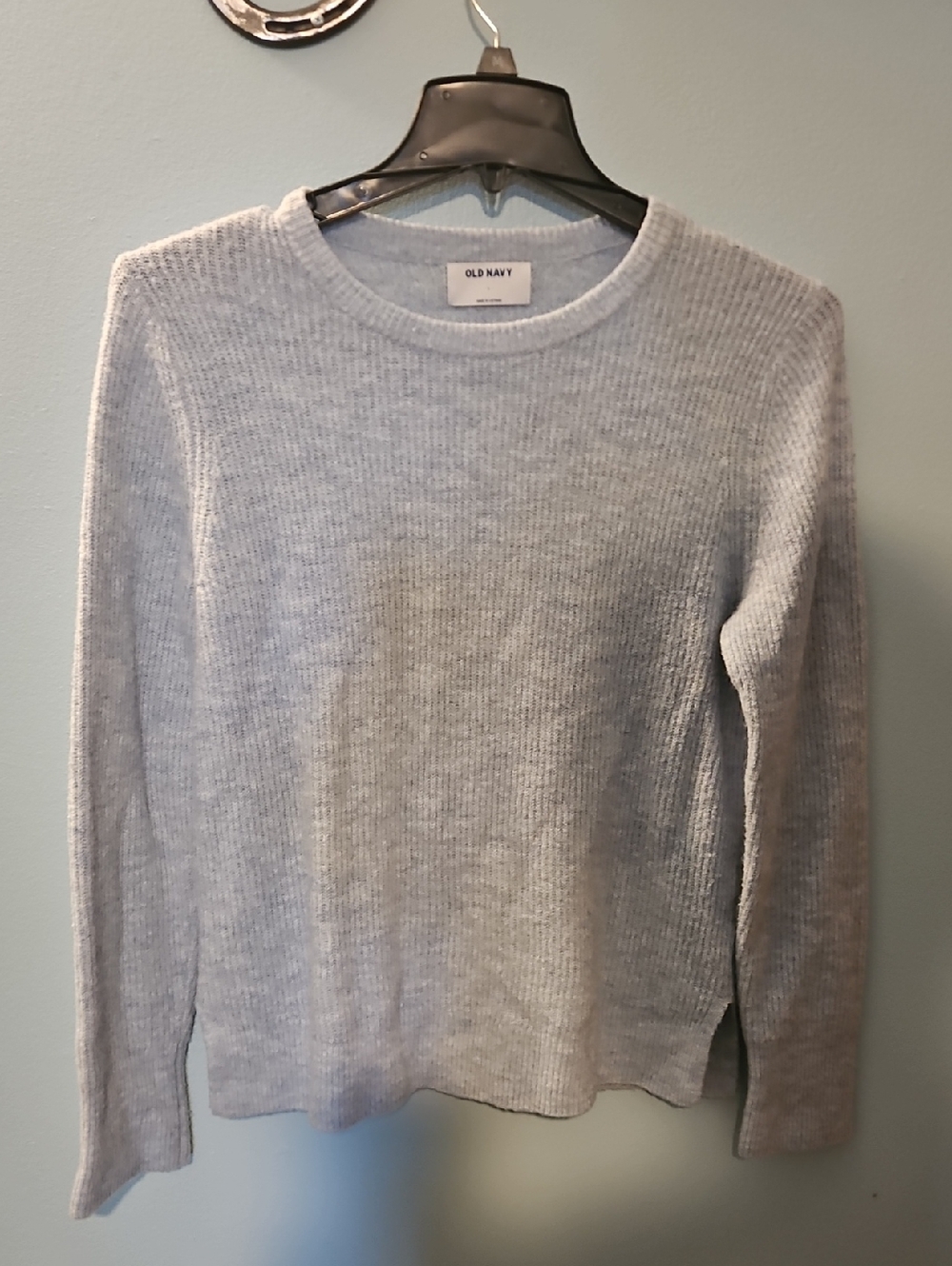 Old Navy Light Blue Ribbed Scoop Crew Sweater - Women's